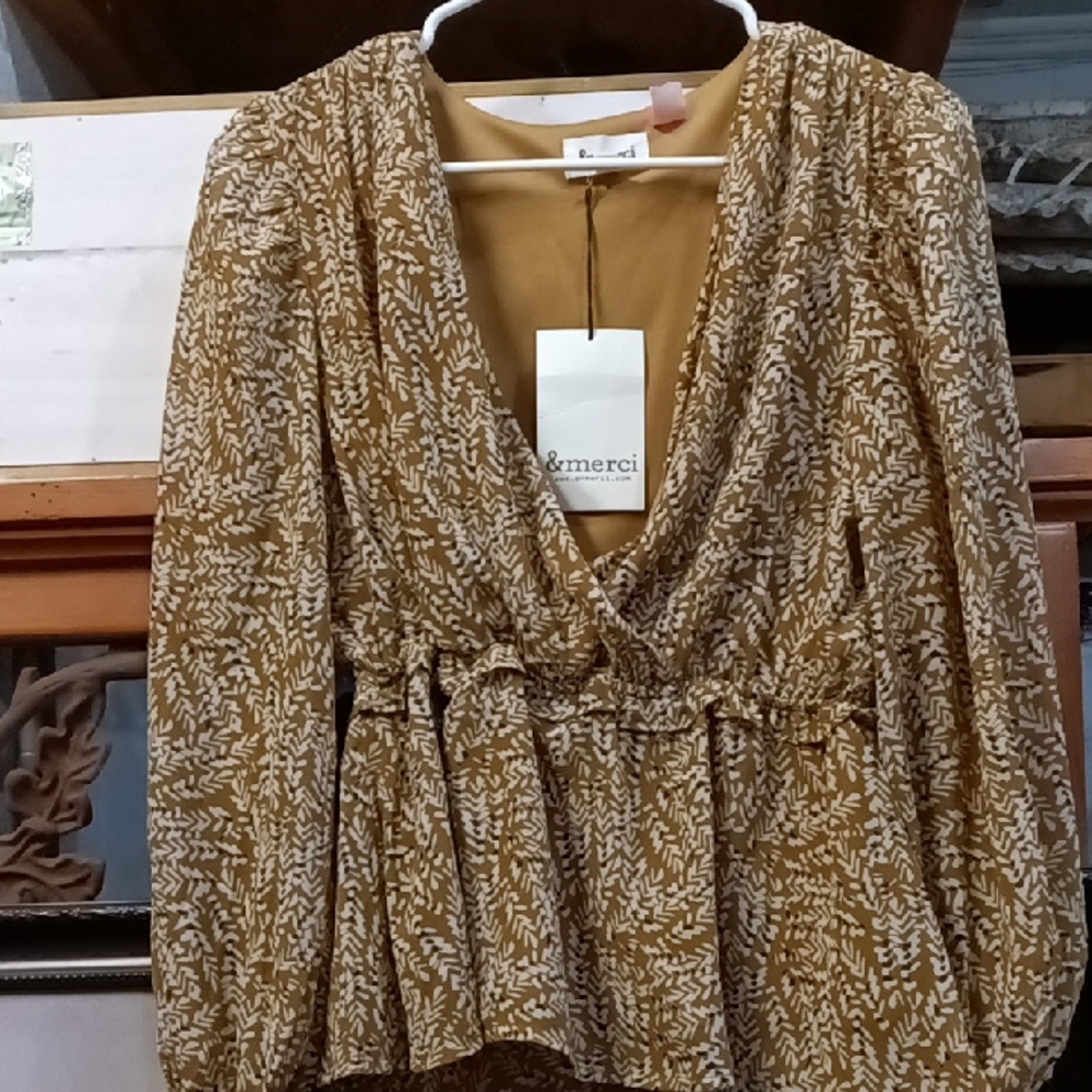 Chic Mustard Patterned Blouse